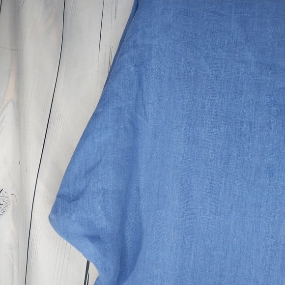 Zara Basic 100% Linen Blue V-Neck Dress Size S - Picture 9 of 12